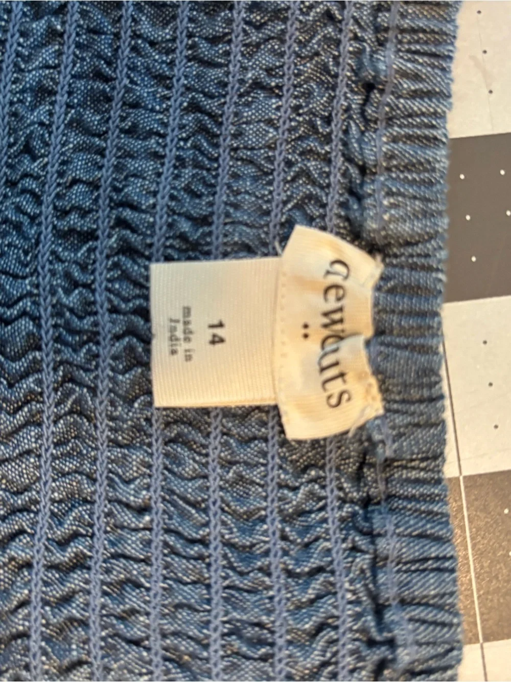 Crewcuts Smocked Square-Neck Long Sleeve Dress in Dusty Blue